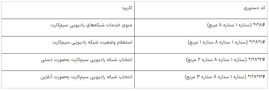 کد های دستوری شاتل موبایل